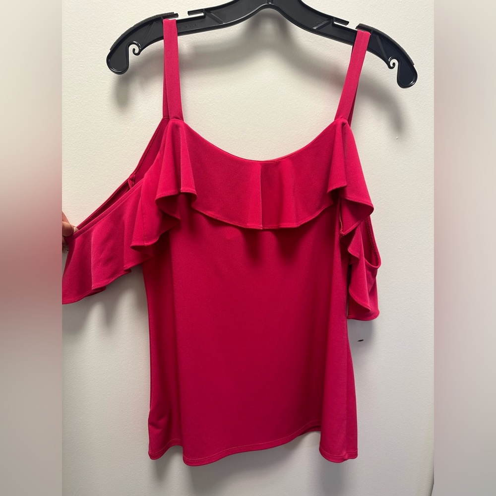 Express open shoulder hot pink blouse size M